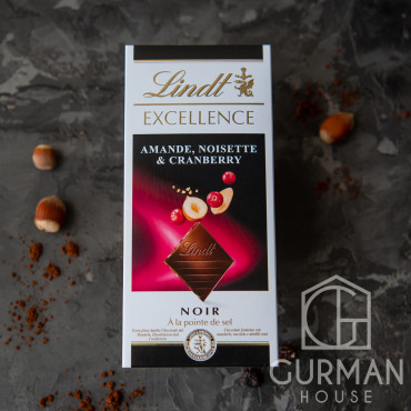 Чорний шоколад Lindt Excellence c горіхами та журавлиною 100 г