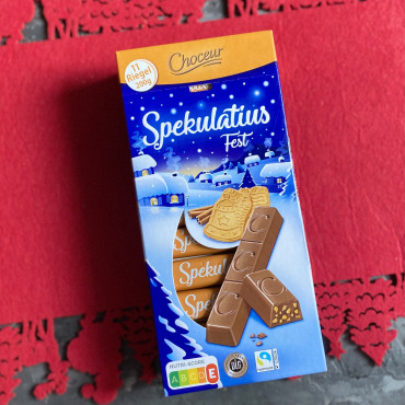 Молочный шоколад Новогодний с печеньем Спекулос и шоколадным кремом Choceur Spekulatius Fest порционный 200 г
