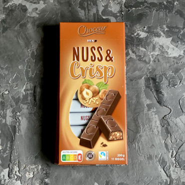 Молочний шоколад із шоколадно-горіховим кремом Choceur Nuss & Crisp порційний 200 г