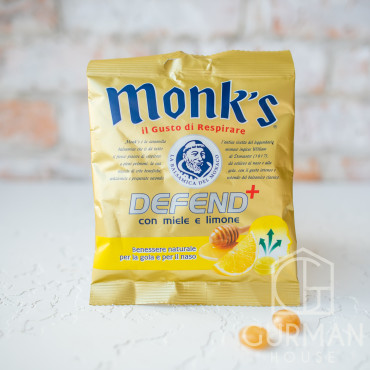 Лікувальні льодяники Monk's Defend Plus лимон із медом 46 г