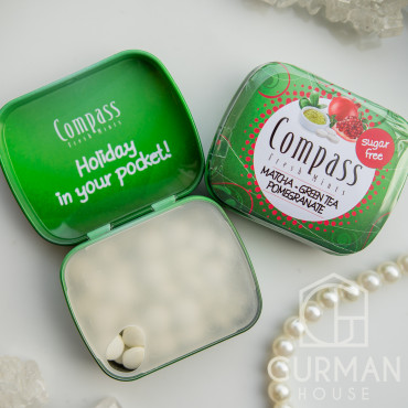 Освежающие драже с чаем матча, зеленым чаем и гранатом Compass Fresh Mints 14 г
