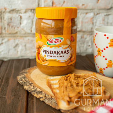 Натуральна арахісова паста Pindakaas Nature Vita D'or зі шматочками арахісу 600 г